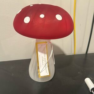 Cupcakes and cashmere glass mushroom red with white polka dot frosted glass nwt